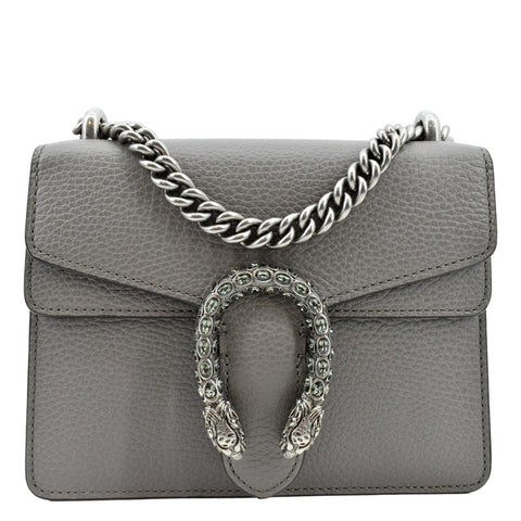 GUCCI Dionysus Mini Leather Crossbody Bag Gray 421970