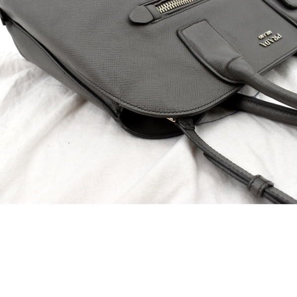 PRADA Cuir Open Promenade Saffiano LeatherTop Handle Tote Bag Grey