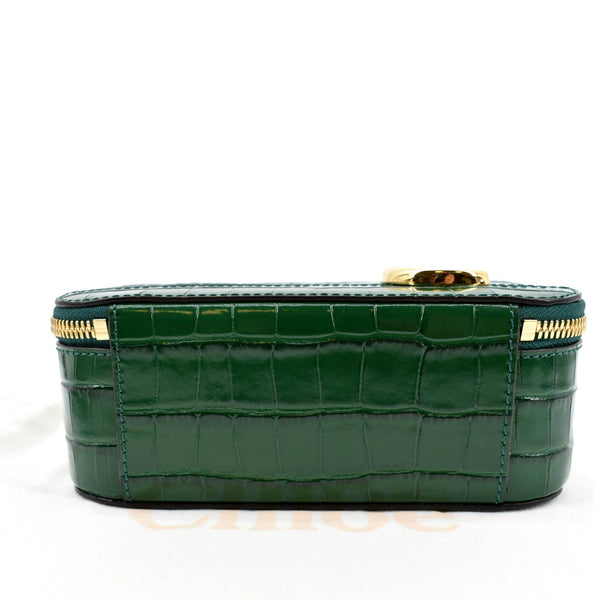 CHLOE Mini Vanity Crocodile Embossed Leather Crossbody Bag Green