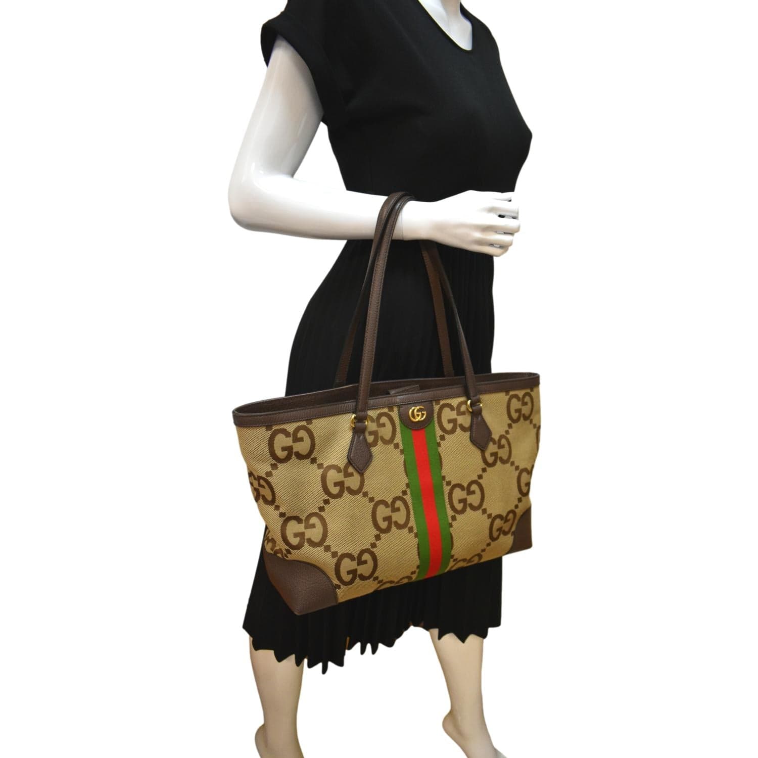 Gucci Large Beige/Tan GG Coated Canvas/Leather Ophidia Tote Bag with pouch  - A World Of Goods For You, LLC