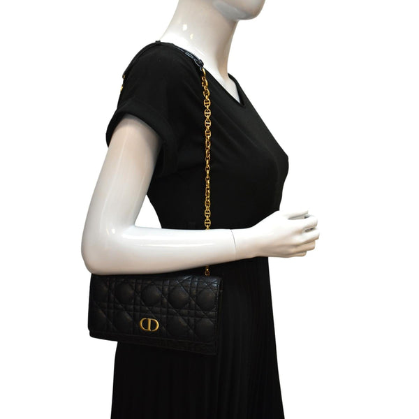 Christian Dior Caro Cannage Calf Leather Shoulder Bag - Full View