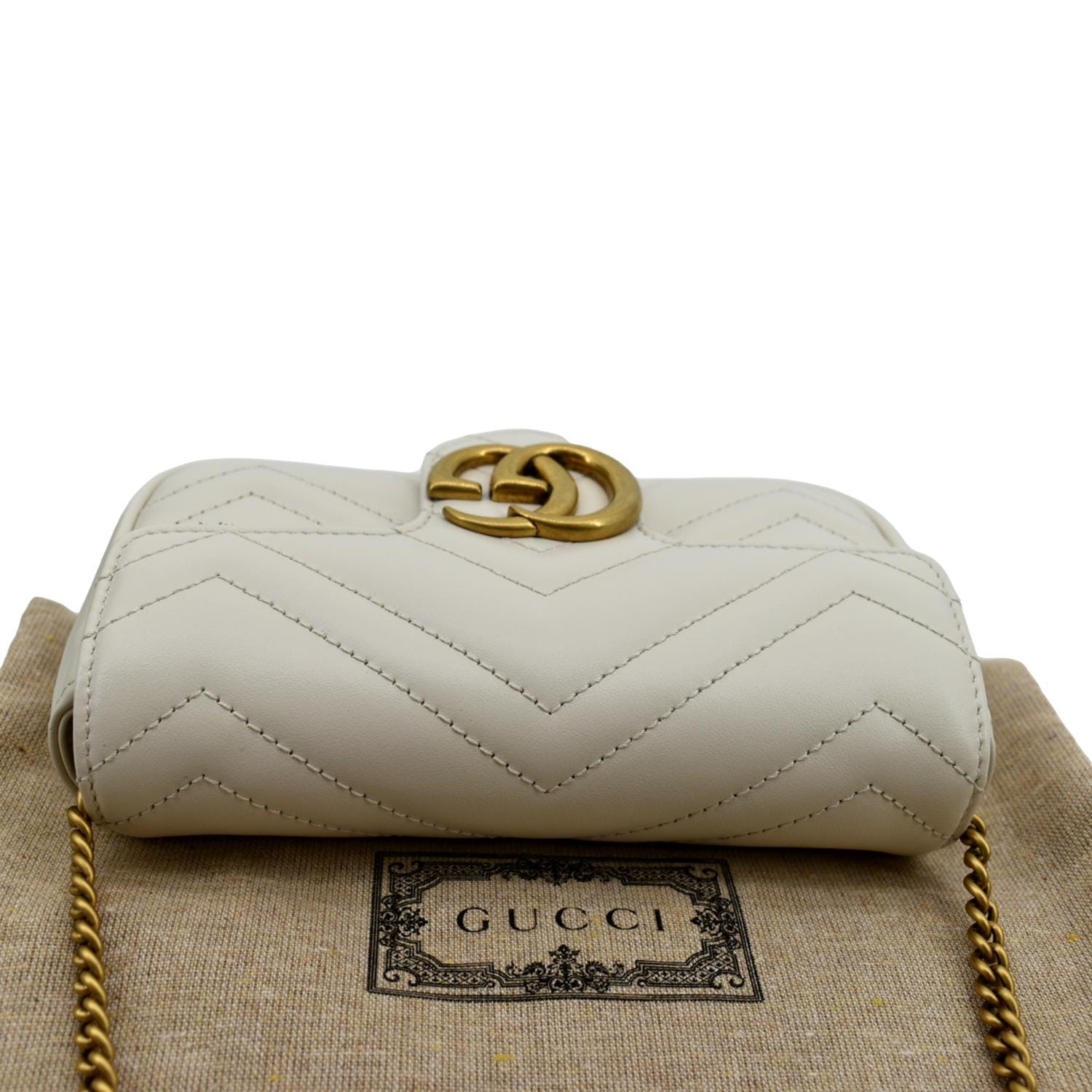 GUCCI GG Marmont Super Mini Matelasse Leather Shoulder Bag White 47643