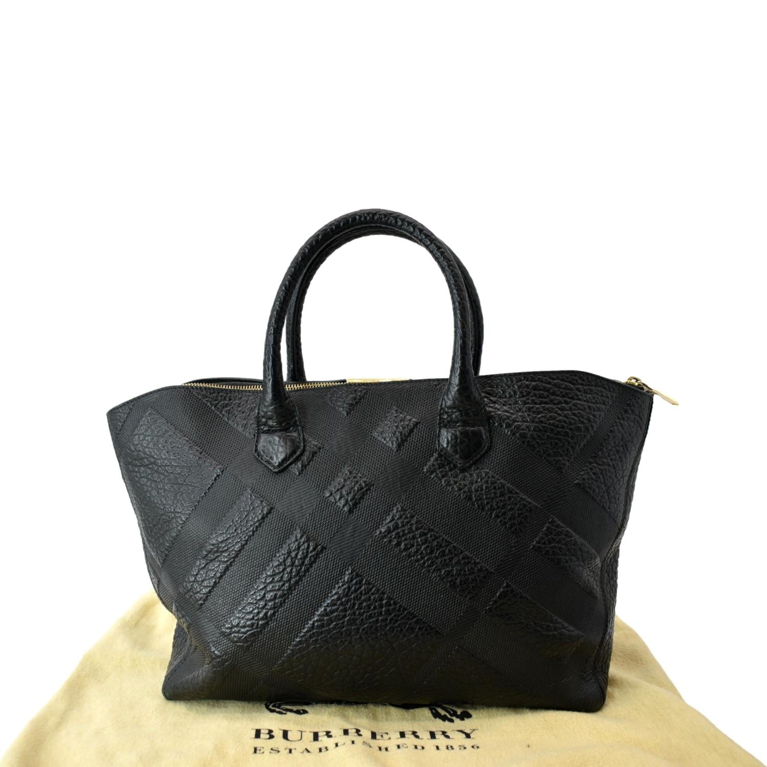 Burberry embossed check leather tote Clearance