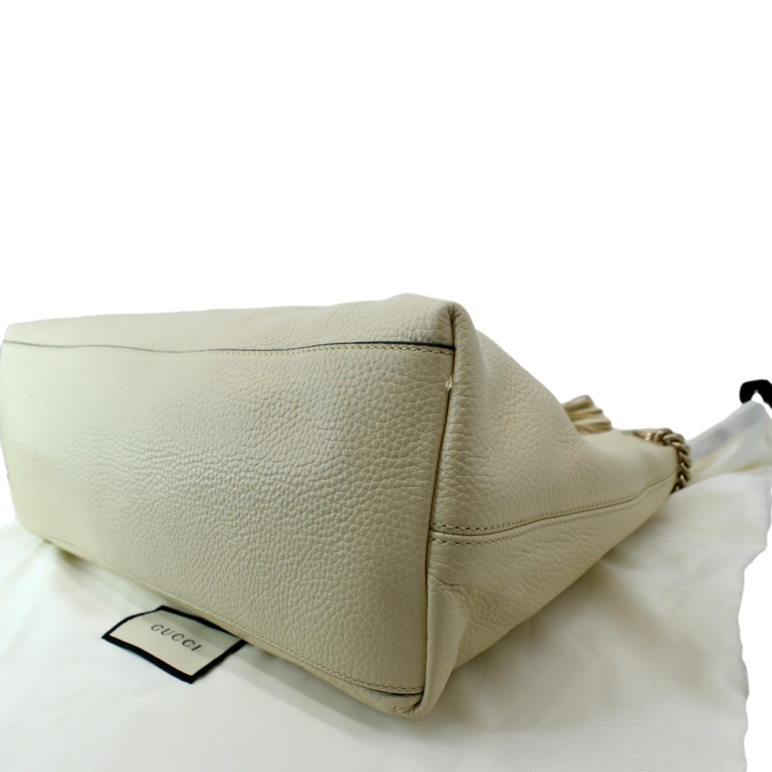  Gucci Soho Ivoire Ivory Gold Double Chain Soft Hobo Leather  Shoulder Bag Italy Authentic New : Clothing, Shoes & Jewelry