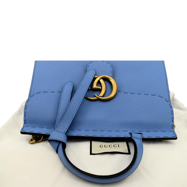 Gucci GG Marmont Leather Top Handle Shoulder Bag Blue - Top