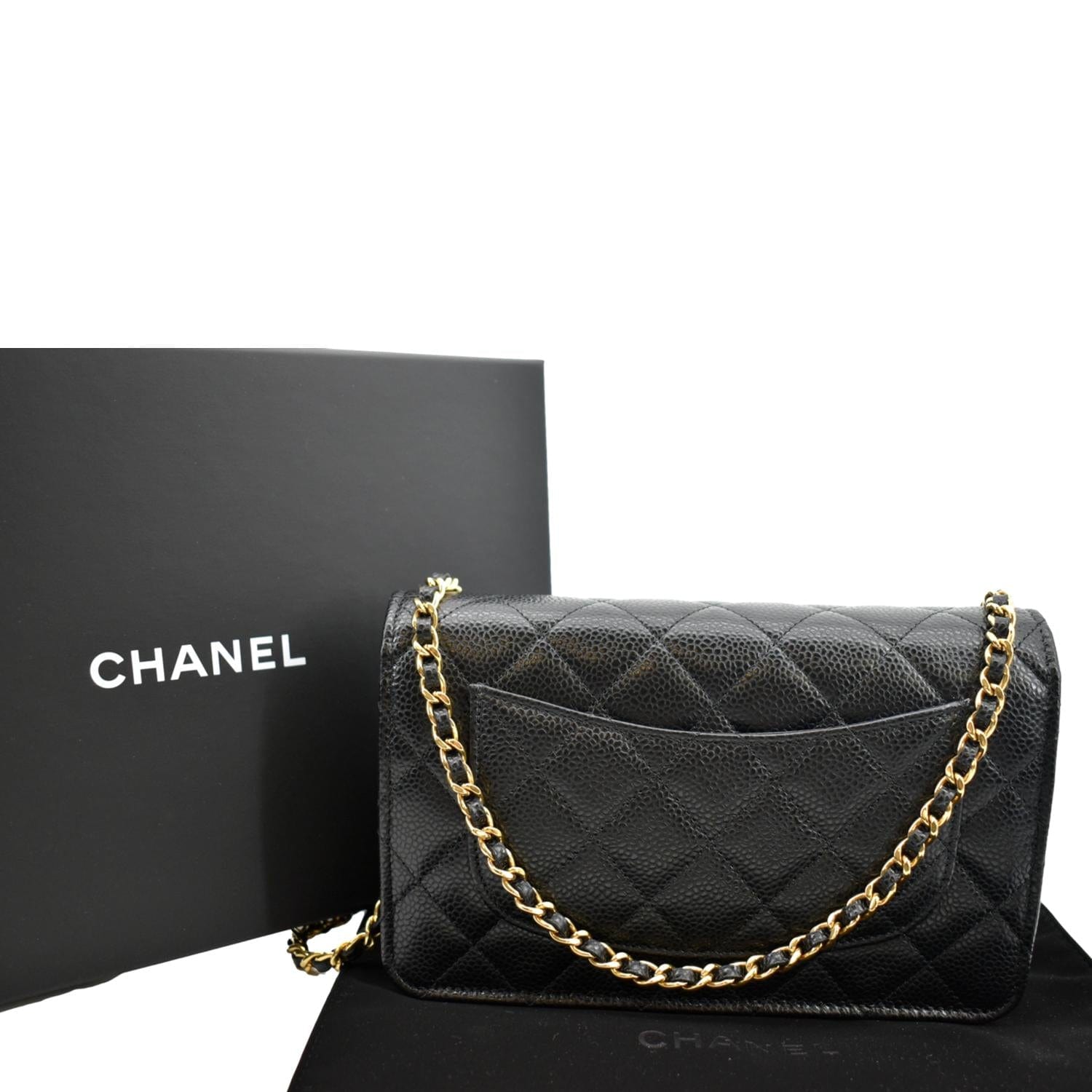 🖤 21K CHANEL Small Black Mini WOC 🖤 Wallet On Chain Card Coin Flap Handle  Bag