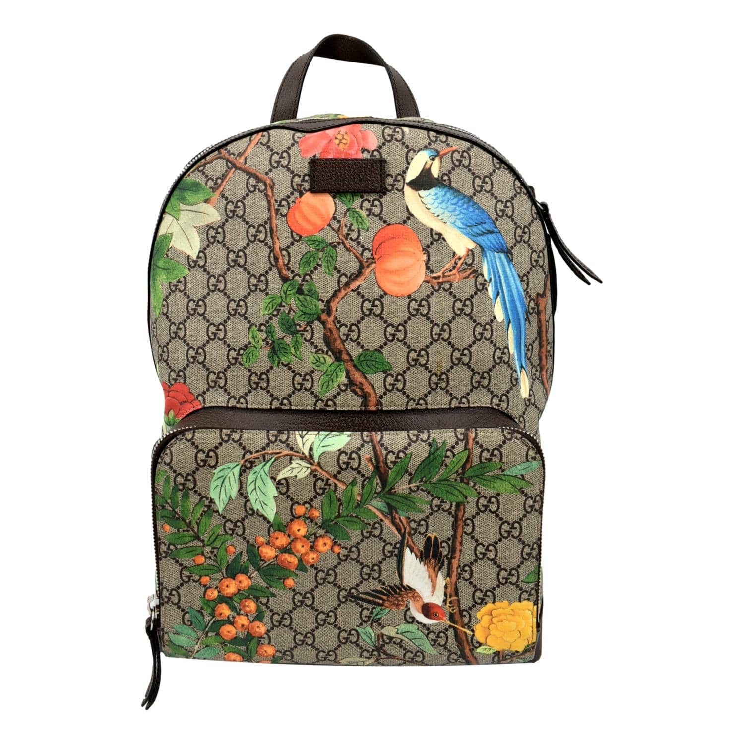 GUCCI Tian Print GG Supreme Canvas Backpack Bag Beige 428027