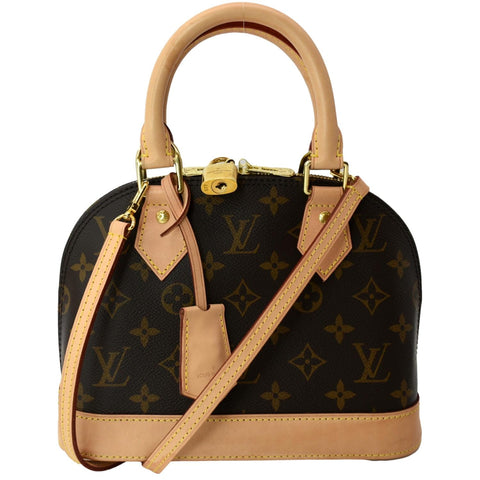 LOUIS VUITTON Alma BB Monogram Canvas Satchel Crossbody Bag Brown
