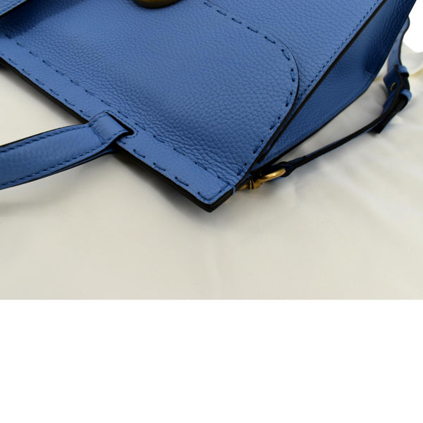 Gucci GG Marmont Leather Top Handle Shoulder Bag Blue - Top Left