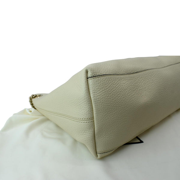 Gucci Medium Soho Chain Leather Tote Shoulder Bag Ivory - Left Bottom