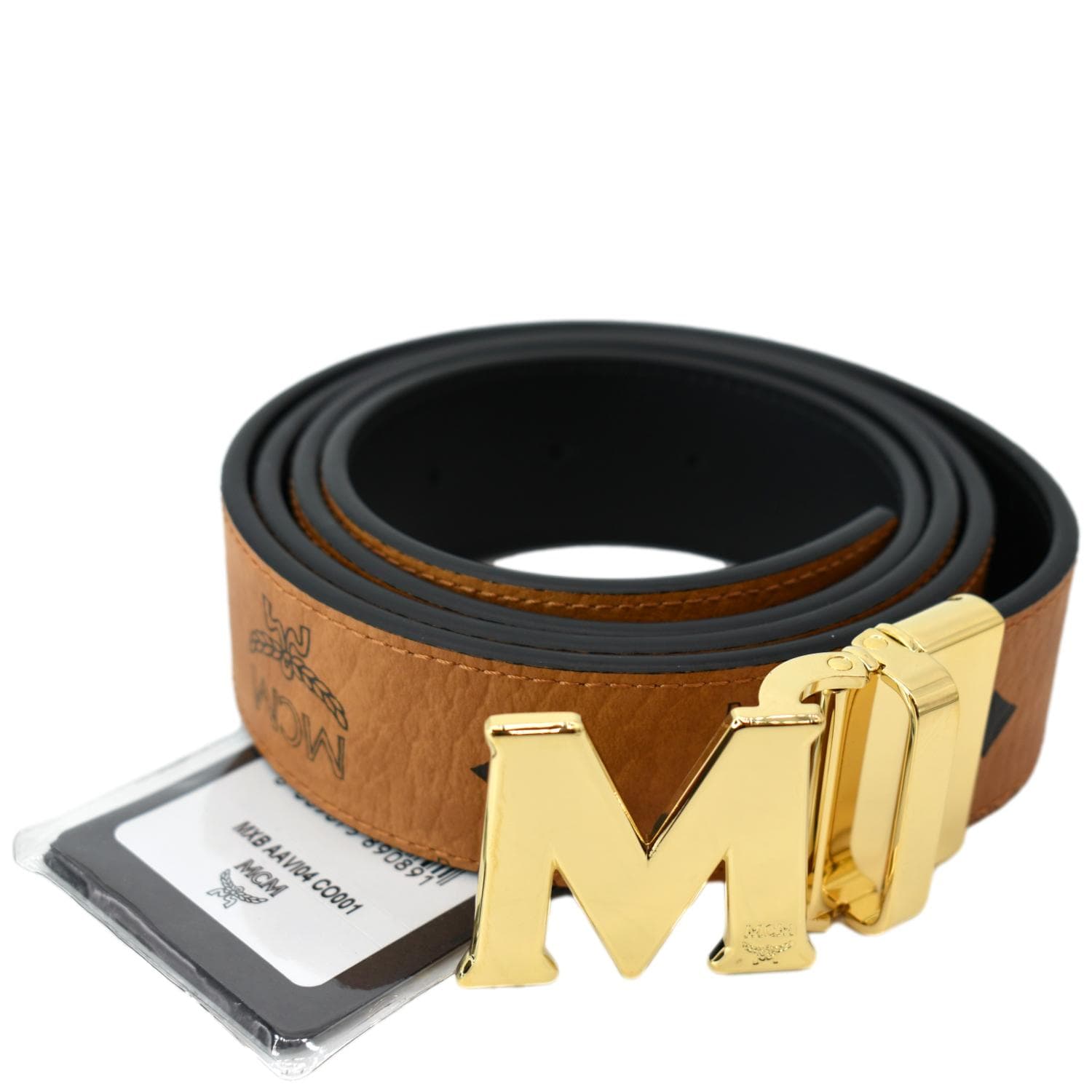 MCM Claus M Reversible Belt Cognac