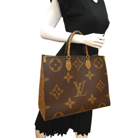 LOUIS VUITTON Onthego GM Giant Monogram Canvas Tote Shoulder Bag Brown - New Year Deals