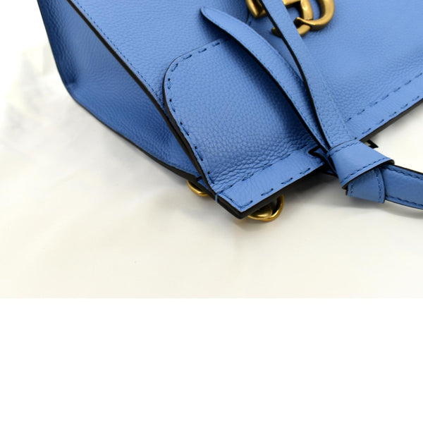 Gucci GG Marmont Leather Top Handle Shoulder Bag Blue - Top Right