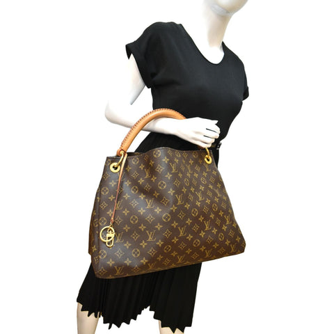 LOUIS VUITTON Artsy MM Monogram Canvas Hobo Bag Brown