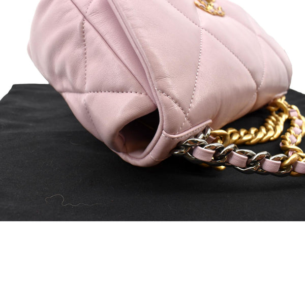 CHANEL 19 Medium Flap Quilted Lambskin Leather Shoulder Bag Pink