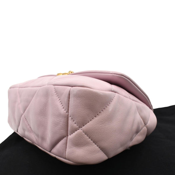 CHANEL 19 Medium Flap Quilted Lambskin Leather Shoulder Bag Pink