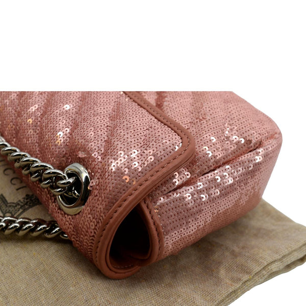 GUCCI GG Mini Marmont Sequin Shoulder Bag Pink 446744