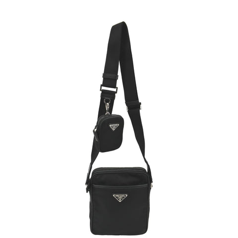 PRADA Re-Nylon Saffiano Leather Crossbody Bag Black