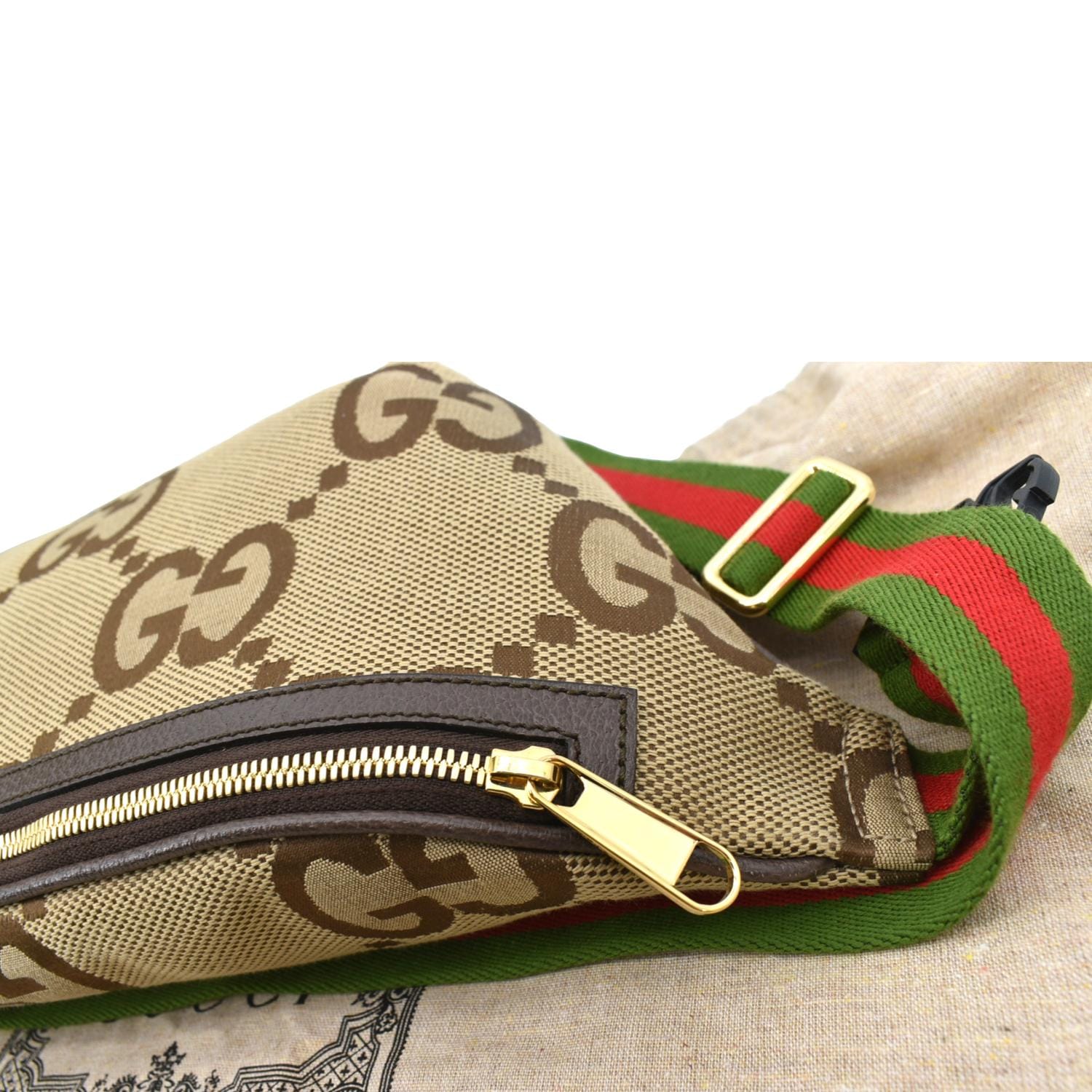 Jumbo GG small belt bag in dark green leather