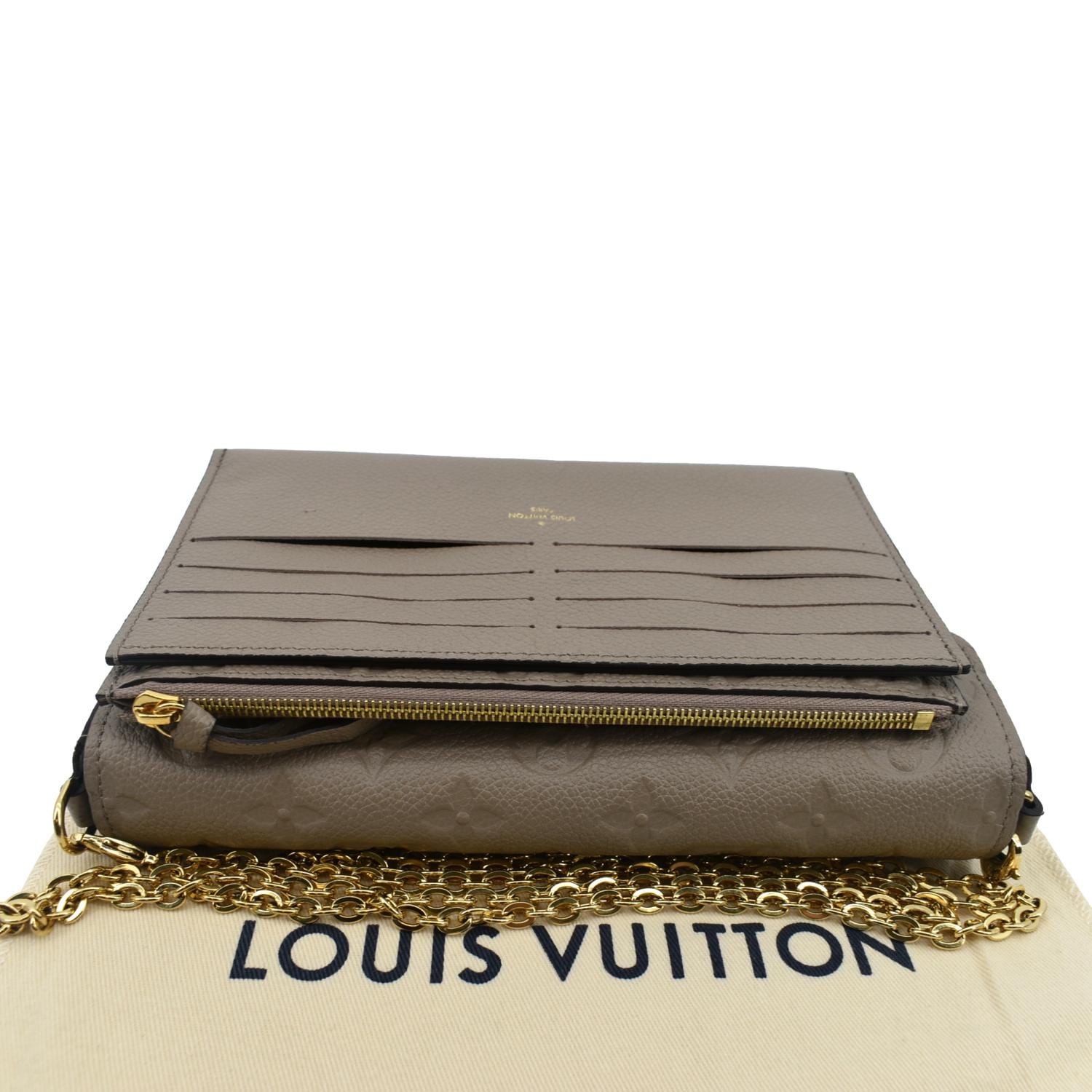LOUIS VUITTON Empreinte Pochette Felicie Chain Wallet Tourterelle