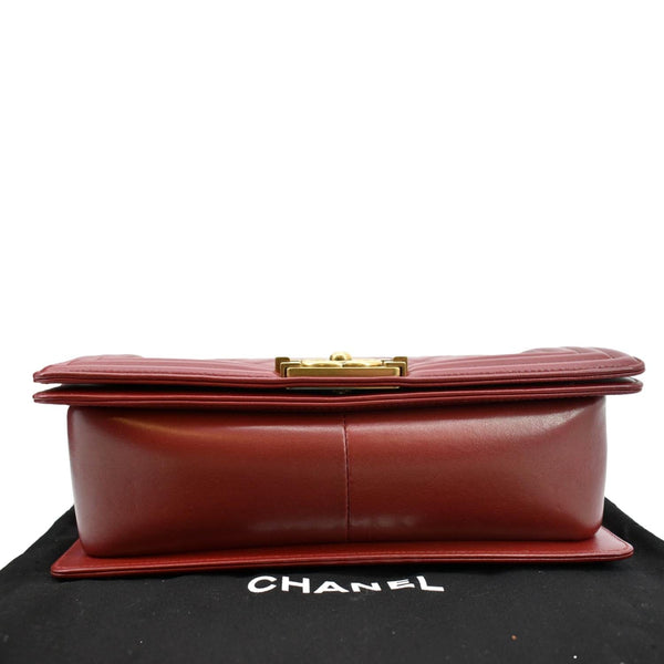 Chanel Medium Boy Flap Calf Leather Shoulder Bag Red - Bottom