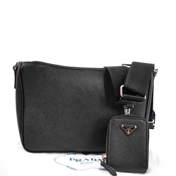 Prada Re-Nylon Saffiano Leather Shoulder Bag in Black - Back
