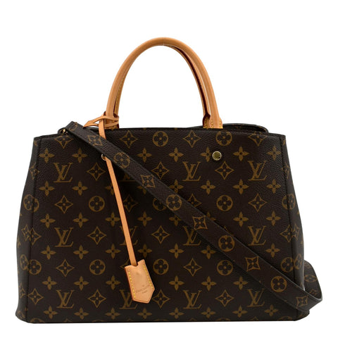 LOUIS VUITTON Montaigne GM Monogram Canvas Shoulder Bag Brown