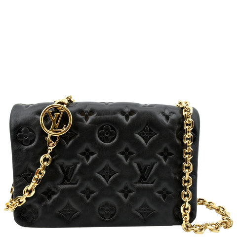 LOUIS VUITTON Coussin Monogram Embossed Pochette Crossbody Bag Black