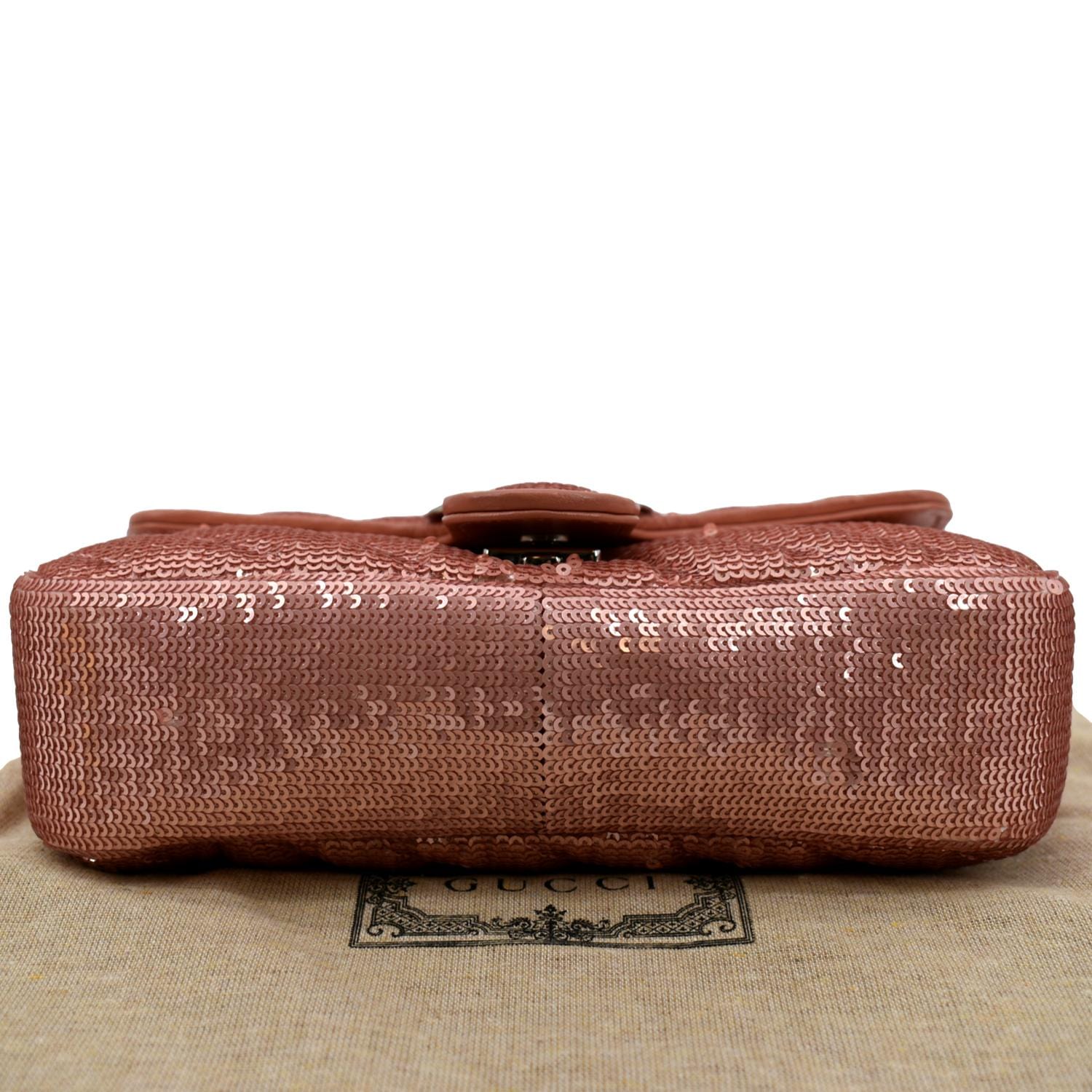 Gucci Pink Mini Marmont Purse Bag 446744 Logo Silver Hardware Leather Heart