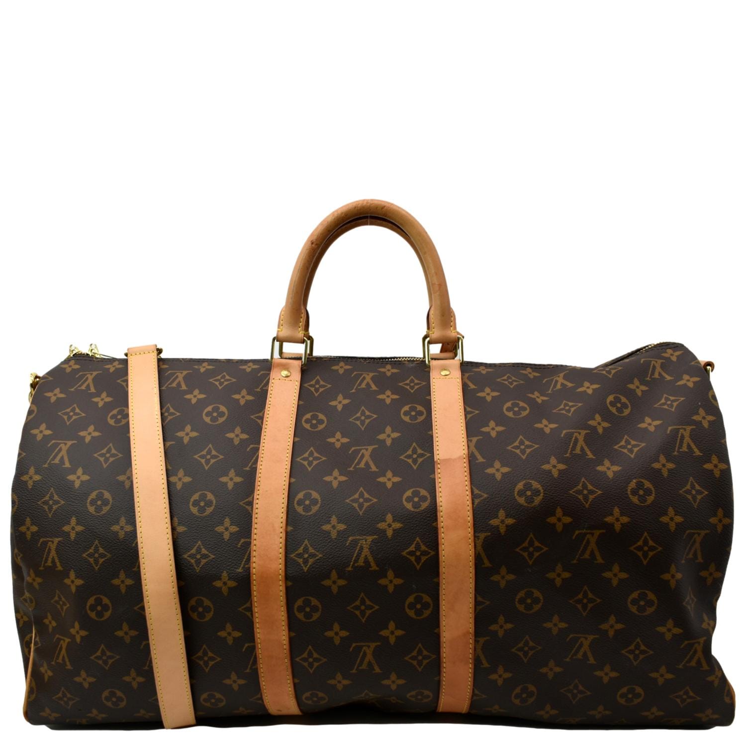 LOUIS VUITTON Keepall 55 Bag In Brown Monogram Canvas For Sale at