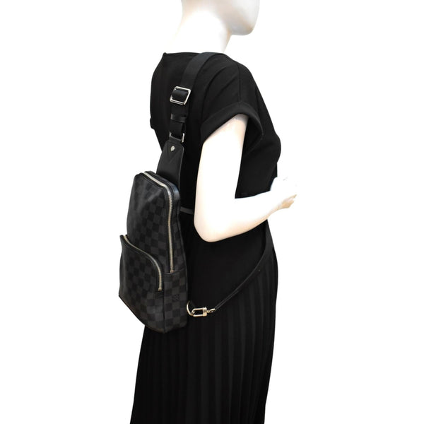 LOUIS VUITTON Avenue Sling Damier Graphite Backpack Bag Black