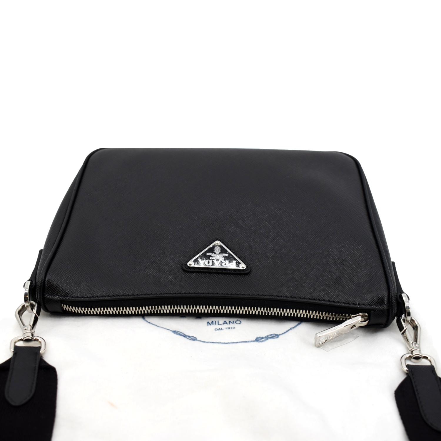 Prada, Bags, Prada Renylon Saffiano Leather Shoulder Bag With Matching  Pouch