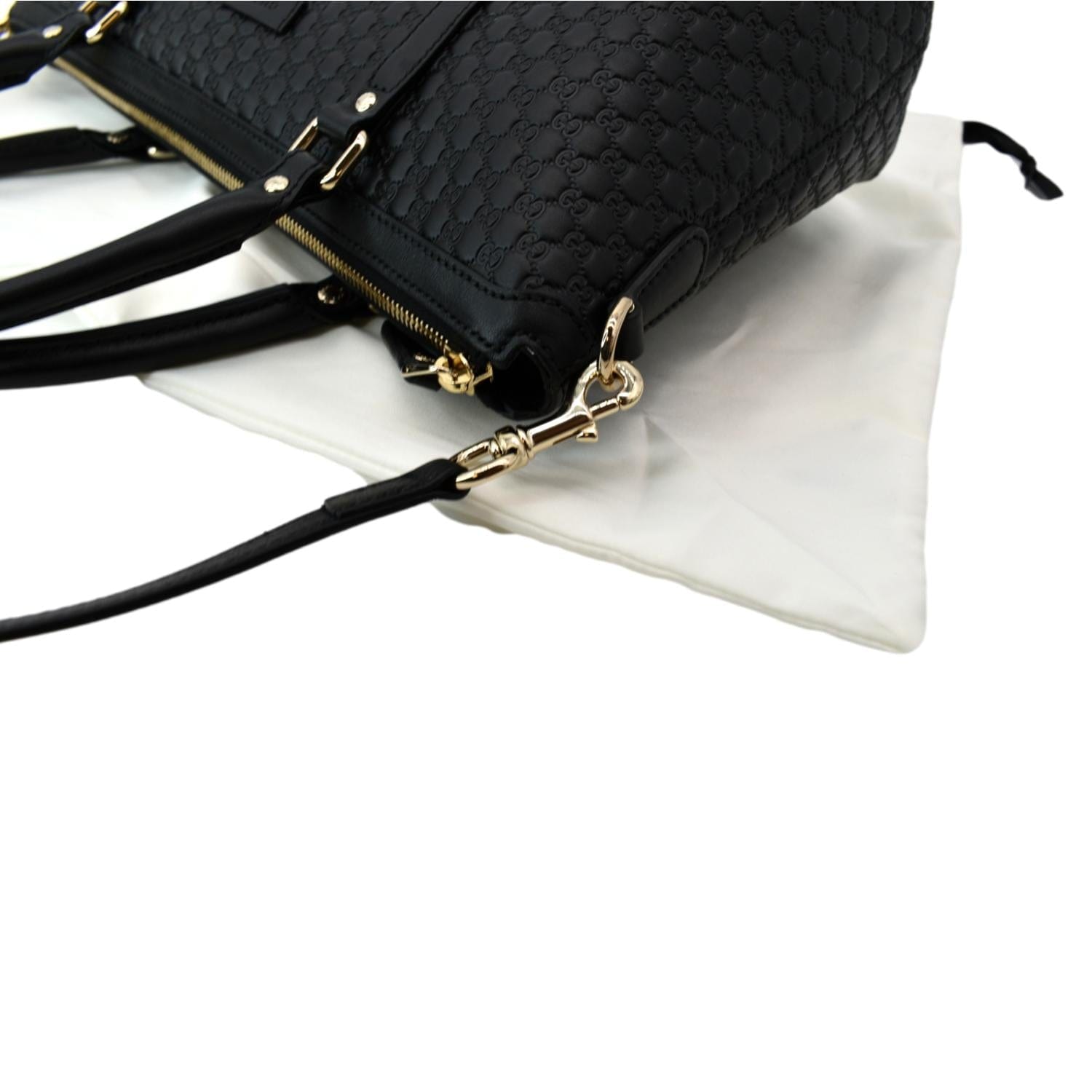 GUCCI Convertible GG Microguccissima Leather Satchel Bag Black 449656
