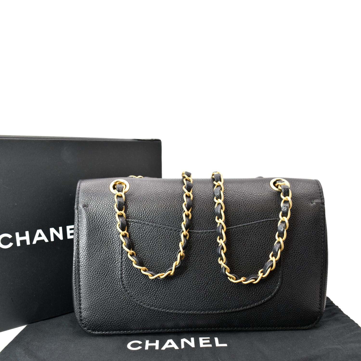 2013 Chanel Black Quilted Caviar Leather Medium Classic Double