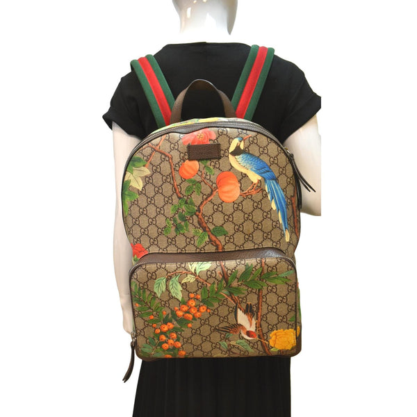 GUCCI Tian Print GG Supreme Canvas Backpack Bag Beige 428027
