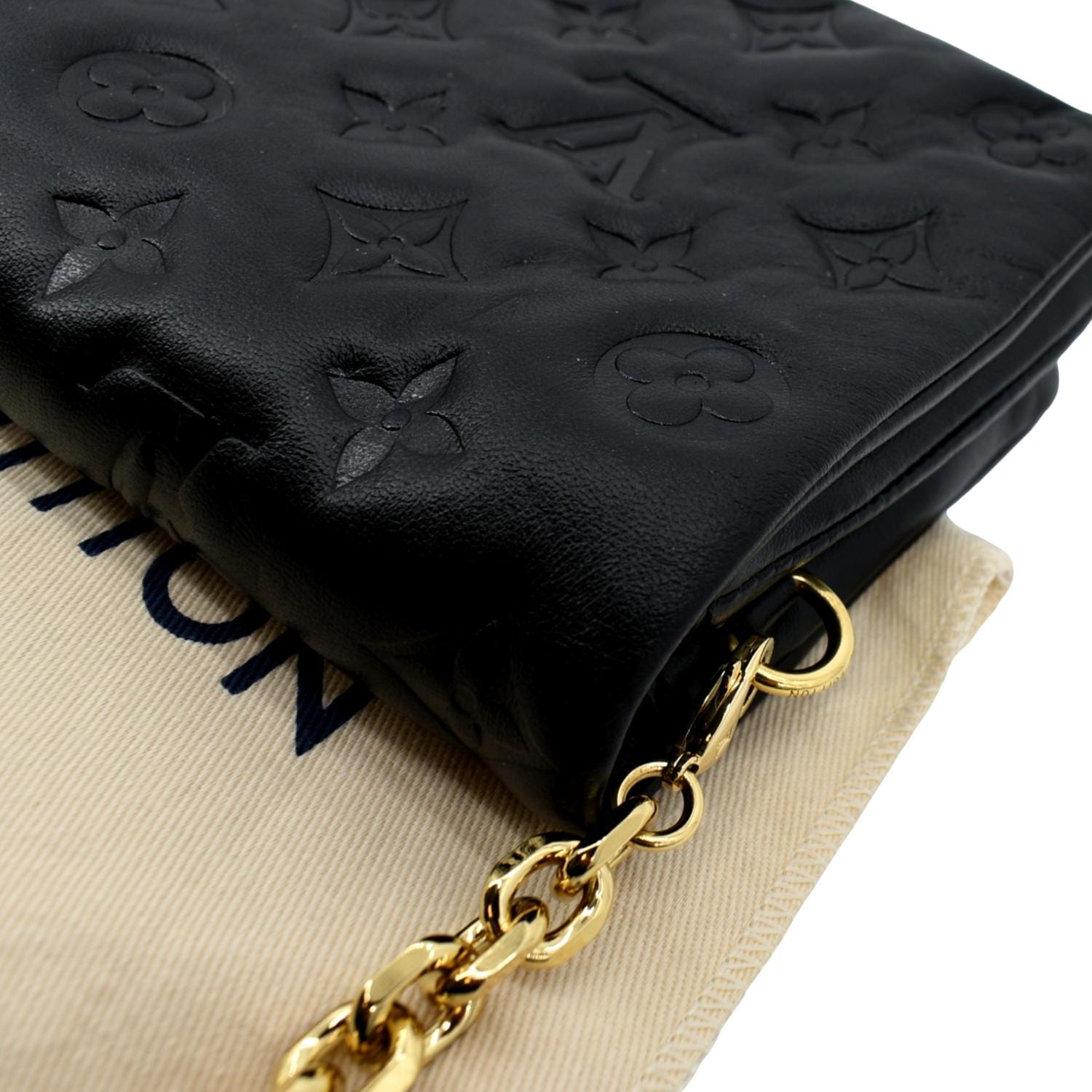 Louis Vuitton Black Soft Lambskin Monogram Pochette Coussin Crossbody Bag, Designer Brand, Authentic Louis Vuitton