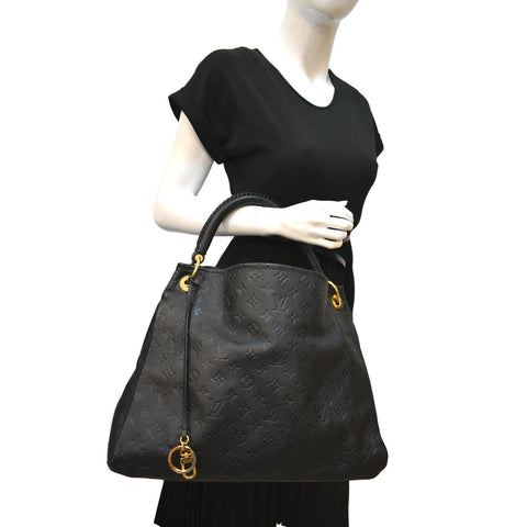 LOUIS VUITTON Artsy MM Empreinte Leather Hobo Bag Black