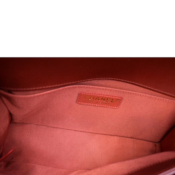 Chanel Medium Boy Flap Calf Leather Shoulder Bag Red - Inside
