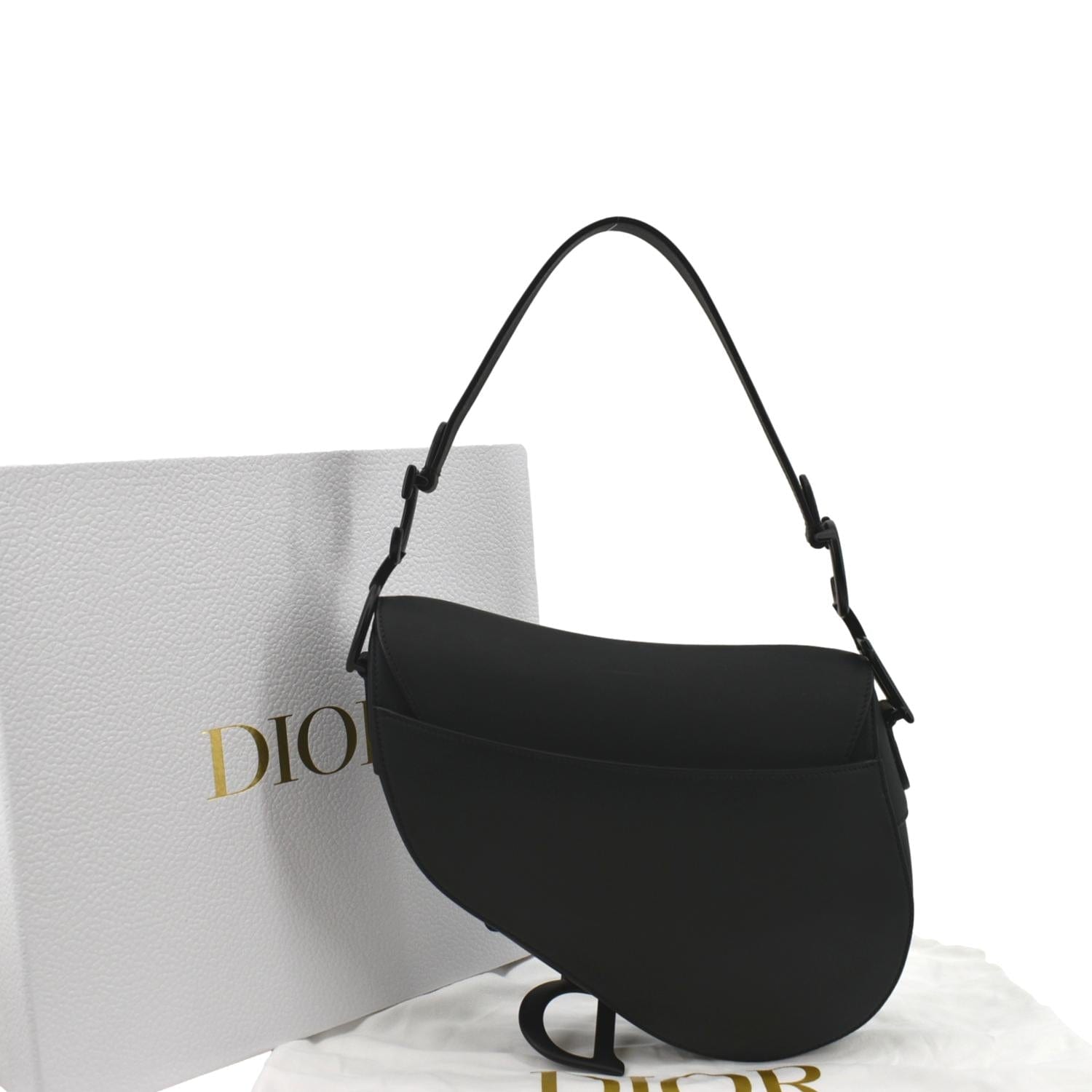 CHRISTIAN DIOR Saddle Leather Satchel Bag Black