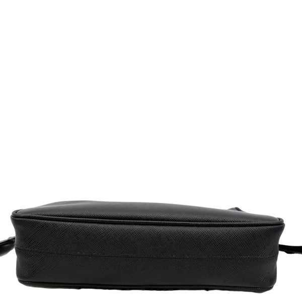 Prada Re-Nylon Saffiano Leather Shoulder Bag in Black - Bottom