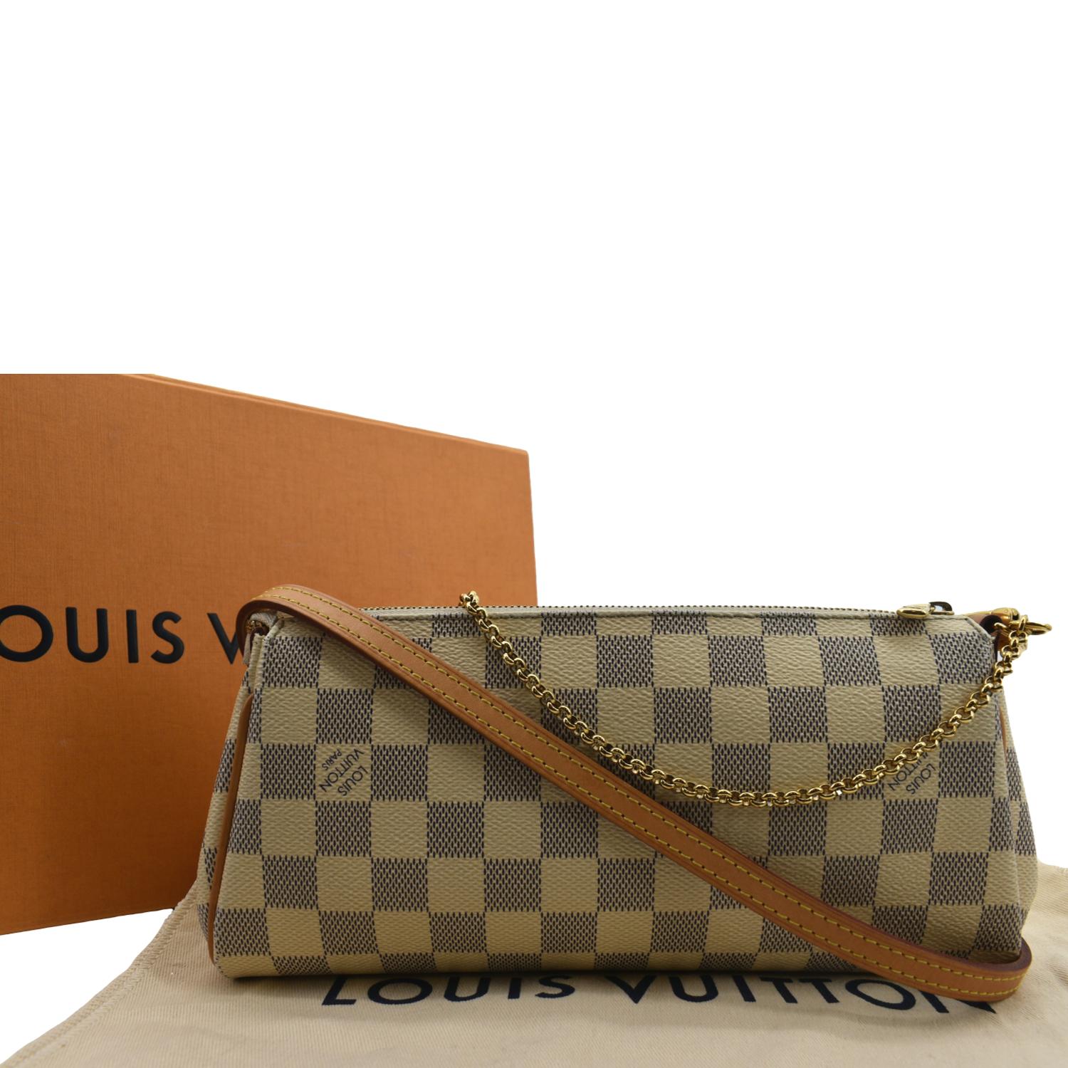 Louis Vuitton Eva Clutch With Strap Damier Azur – Coco Approved Studio