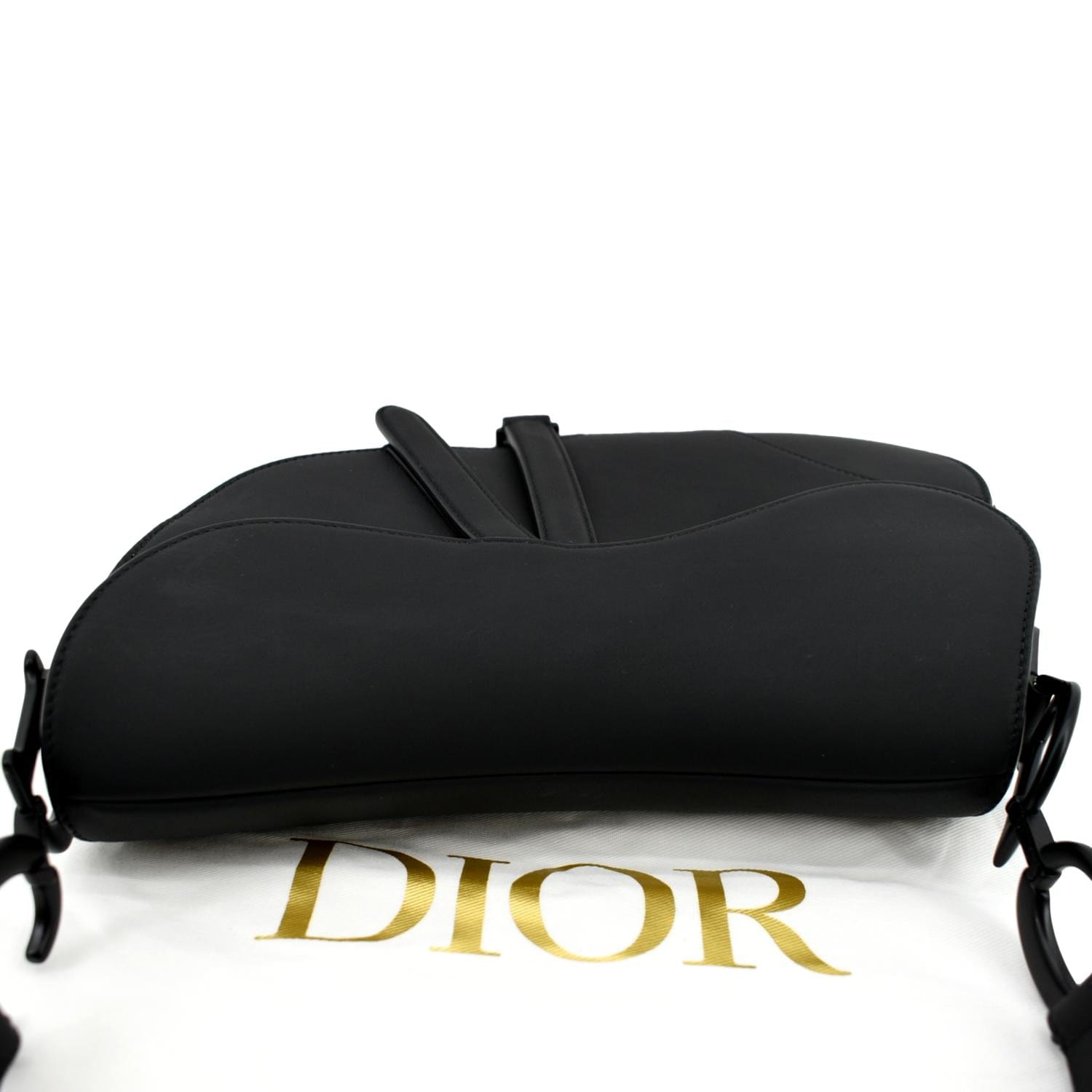 CHRISTIAN DIOR Saddle Leather Satchel Bag Black