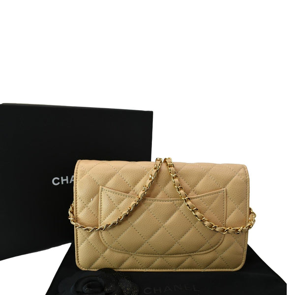 CHANEL CC WOC Leather Wallet On Chain Crossbody Bag Camel