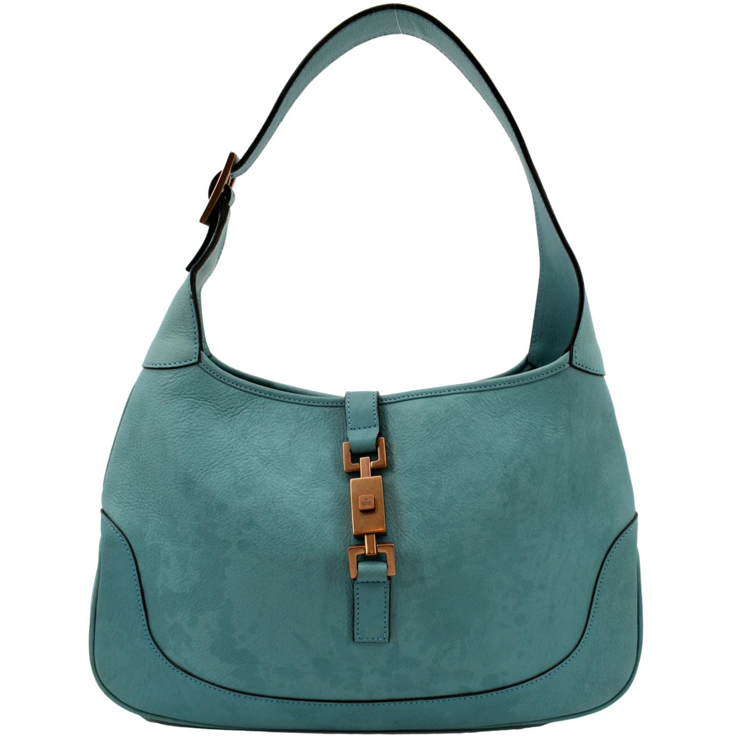 GUCCI Jackie Leather Hobo Bag Turquoise 00963