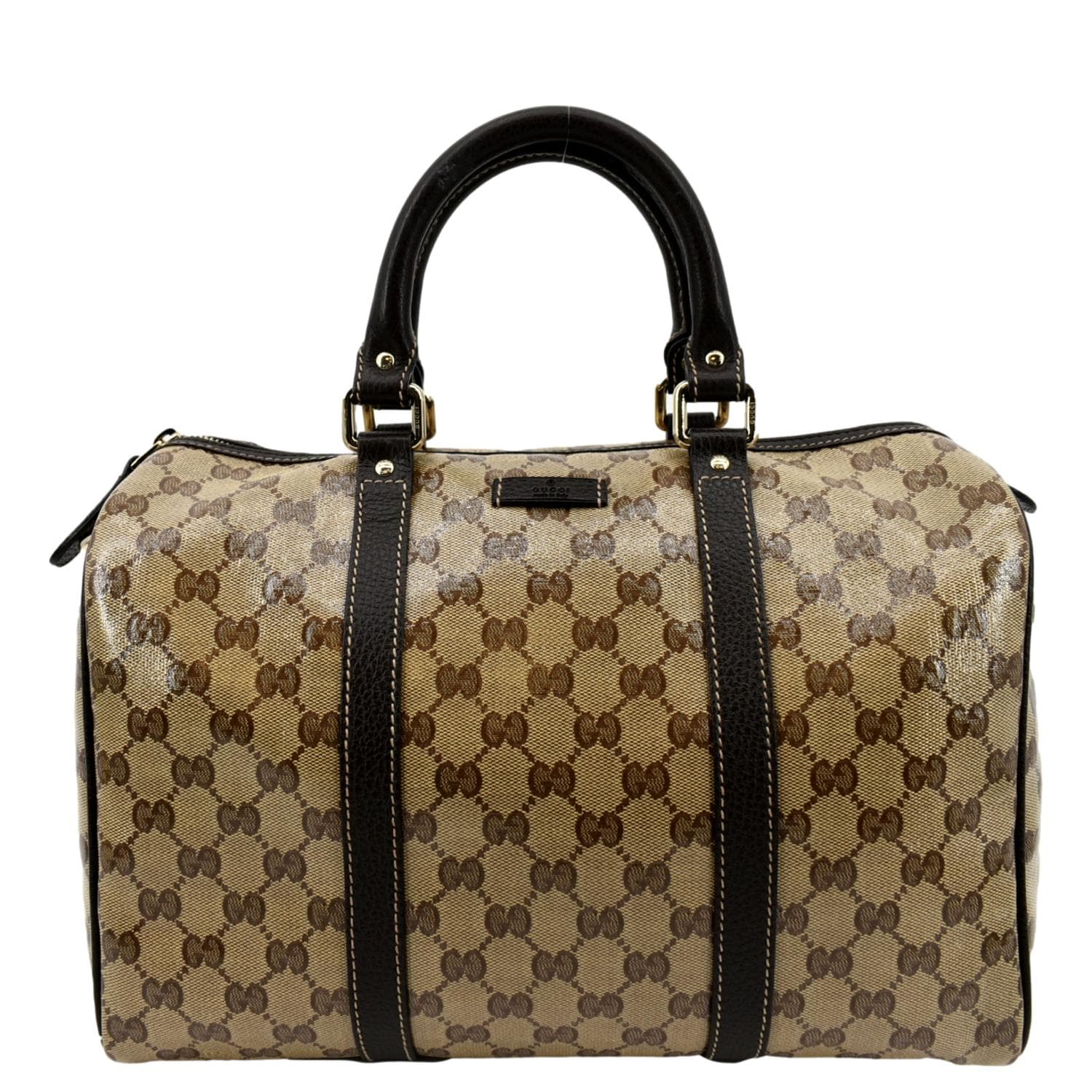 GUCCI Crystal Coated GG Canvas Boston Bag Beige 265697