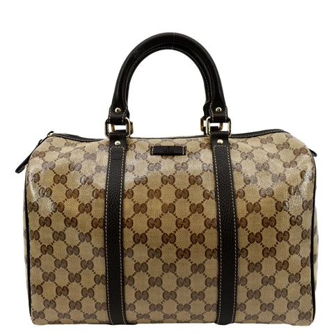 GUCCI Crystal Coated GG Canvas Boston Bag Beige 265697