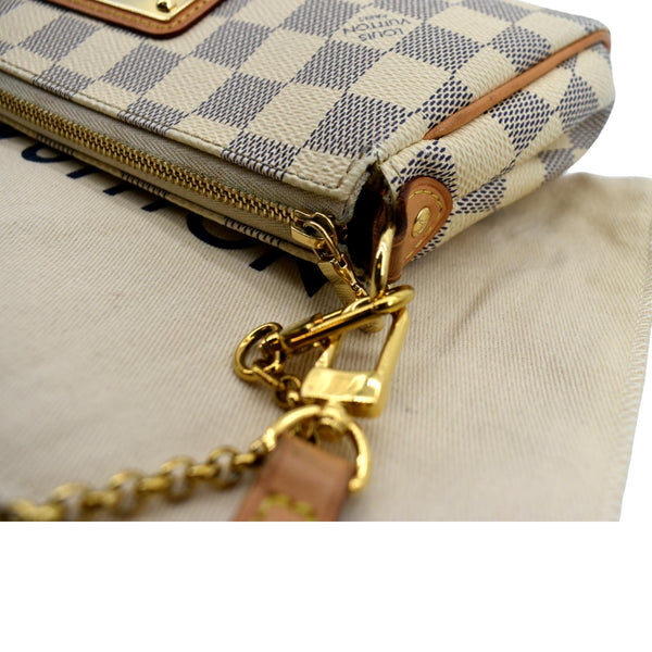 Louis Vuitton Pochette Eva Damier Azur Clutch Bag White - Top Left