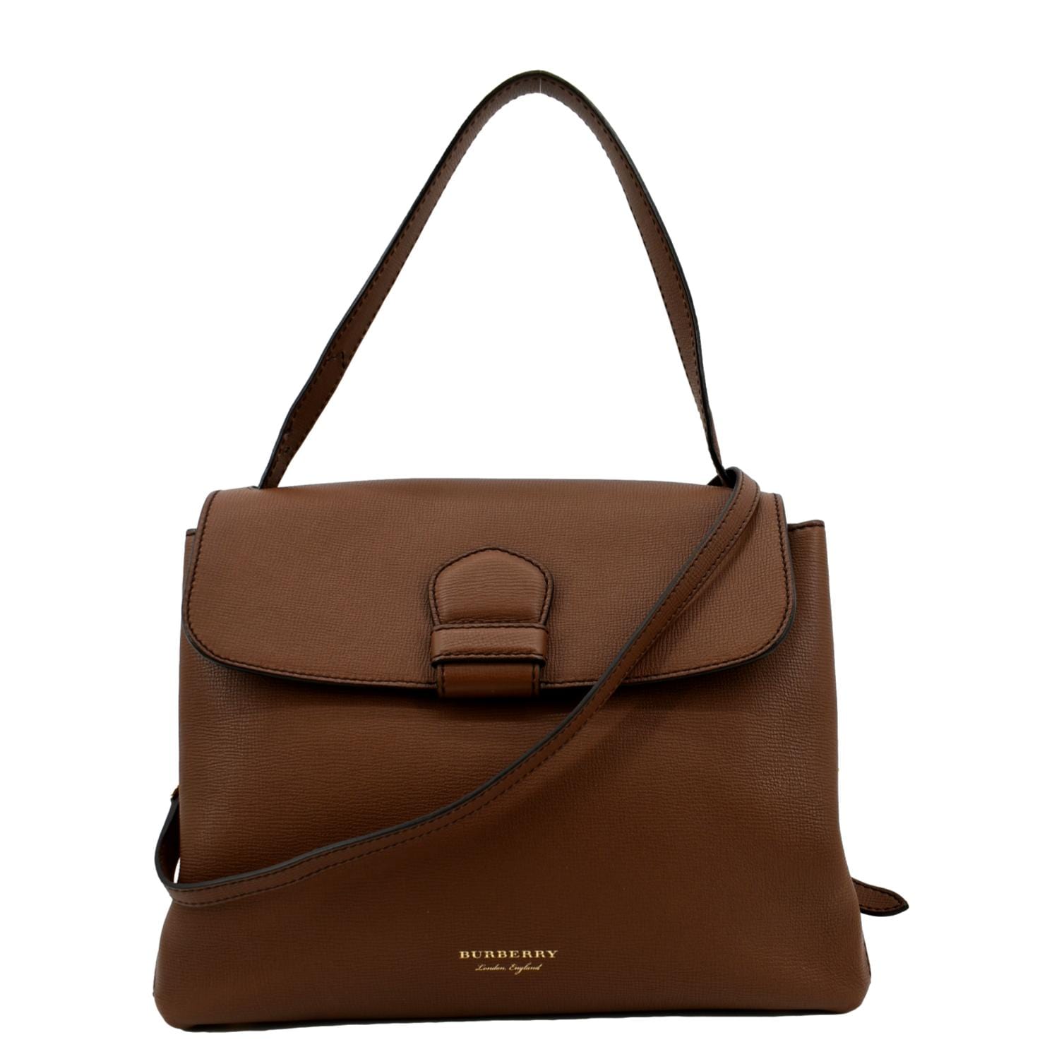 BURBERRY Derby House Check Leather Tote Shoulder Bag Dusty Pink