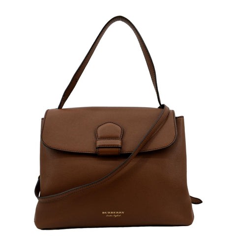 BURBERRY Derby House Check Leather Tote Shoulder Bag Dusty Pink