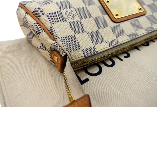 Louis Vuitton Pochette Eva Damier Azur Clutch Bag White - Top Right